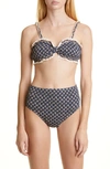 SEA JASPER BORDER PRINT SMOCKED BIKINI BOTTOMS