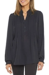 Nydj Pleated Yoke Peasant Blouse In Black