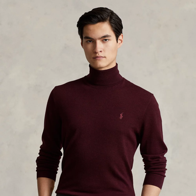 Ralph Lauren Washable Wool Turtleneck Sweater In Aged Wine Heather