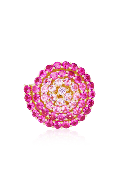 Emily P. Wheeler Spiral 18k Yellow Gold Sapphire Ring In Pink