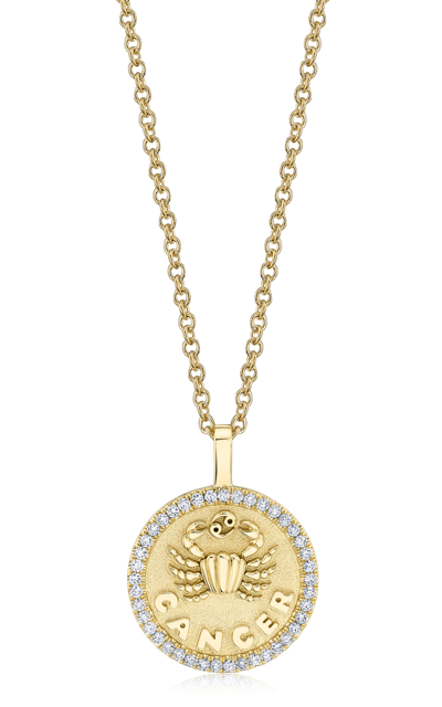 Anita Ko 18k Yellow Gold Cancer Diamond Coin Pendant Necklace