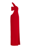 Monot One-shoulder Cutout Crepe Gown In Red