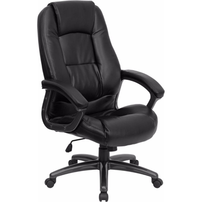 Offex High Back Black Leathersoft Executive Swivel Ergonomic Office Chair With Deep Curved Lumbar An