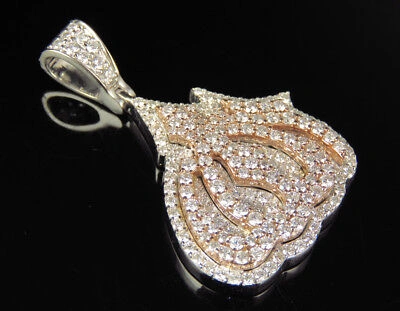Pre-owned Jewelry Unlimited Real Diamond Islamic Allah Pendant Charm In 10k White Rose Gold 2 1/2 Ct 1.5"