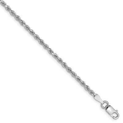 Pre-owned Superdealsforeverything Real 14kt White Gold 2mm Diamond Cut Rope Chain Bracelet; 6 Inch; Lobster Clasp