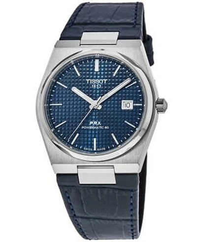 Pre-owned Tissot Prx Powermatic 80 Blue Dial Leather Men's Watch T137.407.16.041.00