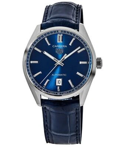 Pre-owned Tag Heuer Carrera Blue Dial Leather Strap Men's Watch Wbn2112.fc6504