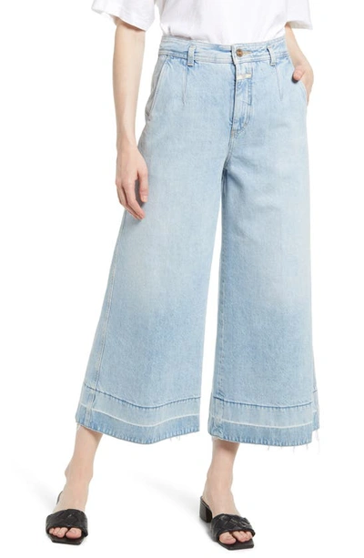 Closed Leira High Waist Release Hem Crop Wide Leg Jeans In Blue