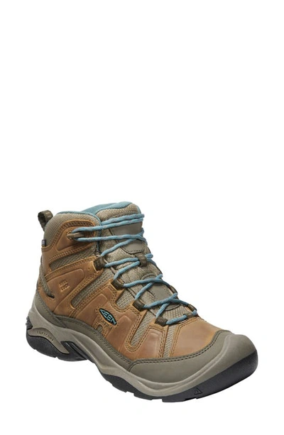 Keen Circadia Mid Waterproof Hiking Shoe In Coconut/atlantic