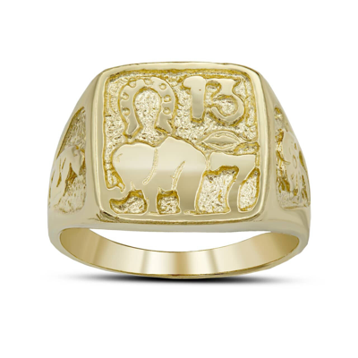 Pre-owned La Blingz Gold Lucky Charm Ring In Yellow Gold
