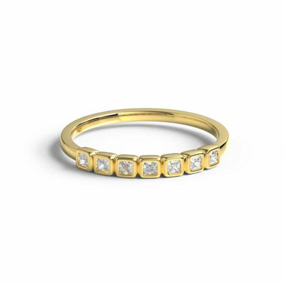 Pre-owned Handmade Diamond Stacking Ring / 14k Gold Princess Cut ...