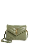 Saint Laurent Loulou Toy Ysl Matelasse Calfskin Envelope Crossbody Bag In Light Sage