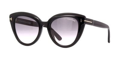 Pre-owned Tom Ford Tori Ft 0938 Shiny Black/dark Grey Shaded (01b) Sunglasses In Gray