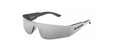 Pre-owned Balenciaga Bb0041s 002 Rectangular Square Silver/silver Mirror Unisex Sunglasses