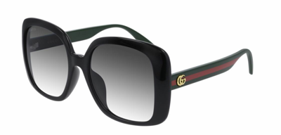 Pre-owned Gucci Women Gg 0714sa 001 Black Green/gray Gradient Square Sunglasses