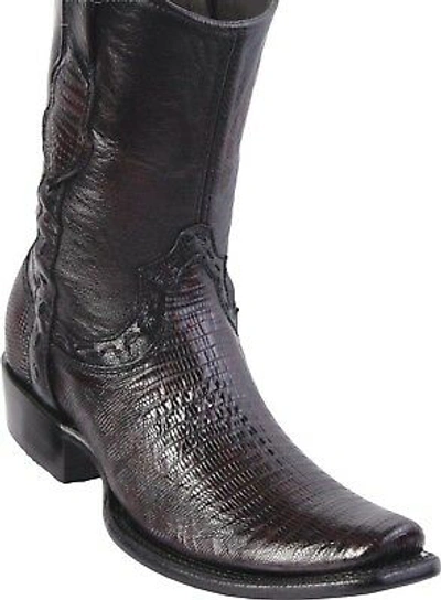 Pre-owned King Exotic Cherry Teju Lizard Western Boot Side Zipper Mid Calf D