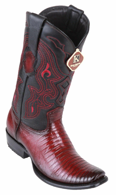 Pre-owned King Exotic Burgundy Genuine Teju Lizard Western Boot Dubai Square Toe Ee In Red