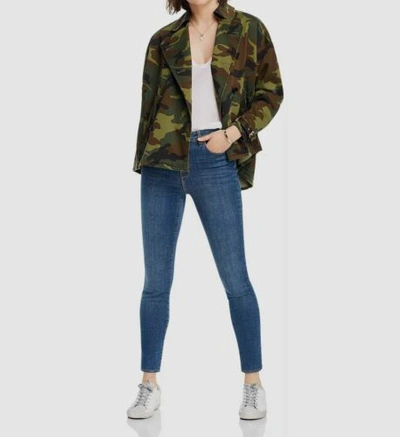 Pre-owned Lini $692  Women's Green Dana Camo Double Breasted Military Jacket Coat Size Xs