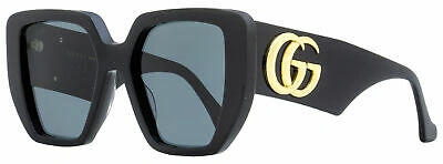 Pre-owned Gucci Geometric Sunglasses Gg0956s 003 Black/gold 54mm 956 In Gray