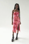 Urban Outfitters Uo Samara Mesh Strapless Mini Dress In Pink