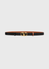 Valentino Garavani Vlogo Leather Belt In Selleria/nero