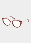 Tom Ford Blue Light Blocking Acetate Cat-eye Glasses In Pnko
