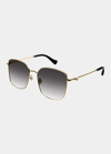 Gucci Gradient Gg Square Metal Sunglasses In 001 Gold