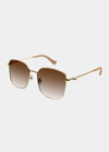 Gucci Gradient Gg Square Metal Sunglasses In 002 Gold