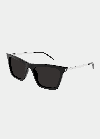 Saint Laurent Rectangle Semi-transparent Acetate Sunglasses In 001 Black