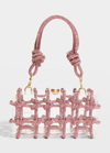 Cult Gaia Bess Caged Embellished Box Shoulder Bag In Shell Pink