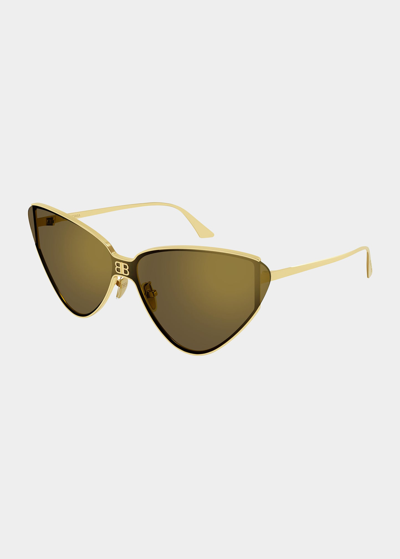 Balenciaga Logo Metal Cat-eye Sunglasses In Gold