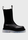 Bottega Veneta 55mm Tire Leather Beatle Boots In Black/clear