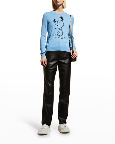 Chinti Parker X Peanuts Dancing Snoopy Cashmere Sweater In Blue