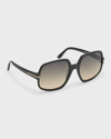 Tom Ford Gradient Square Acetate Sunglasses In Sblk/smkg