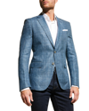Hugo Boss Hutson Plaid Virgin Wool & Linen Sport Coat In Med Bu