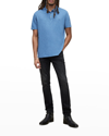 John Varvatos Victor Solid Slub Cotton Polo In Ocean Blue