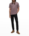 John Varvatos Victor Solid Slub Cotton Polo In Purple Haze