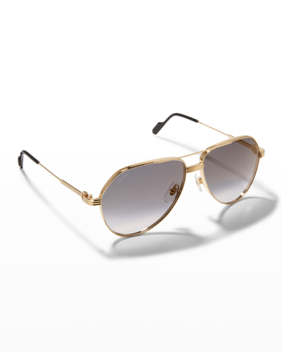 Cartier Gradient Metal Aviator Sunglasses In Gold