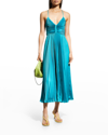 A.l.c Gemini Pleated Tie-back Cutout Midi Dress In Tile