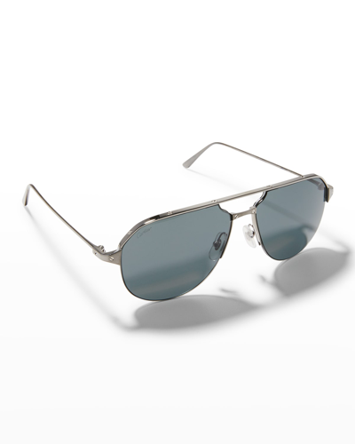 Cartier Signature Screw Metal Aviator Sunglasses In Ruthenium