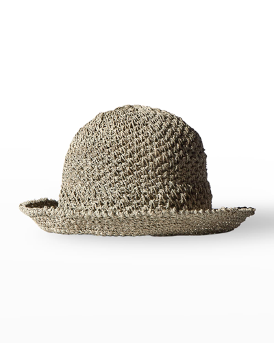 Janessa Leone Harriet Raffia Bucket Hat In Dark Sage