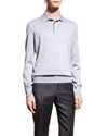 Zegna Men's Cashmere-silk Polo Shirt In Lt Gry Sld