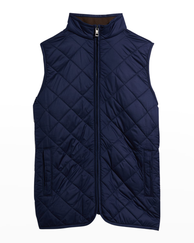 Peter Millar Kids' Boy's Essex Quilted Youth Waistcoat In Navy