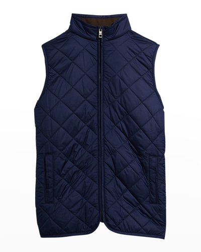 Peter Millar Kids' Boy's Essex Quilted Youth Vest In Navy