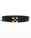 OFF-WHITE ARROW REVERSIBLE LEATHER BUCKLE BELT
