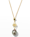 PEARLS BY SHARI YELLOW GOLD TAHITIAN PEARL DROP NECKLACE, 10MM