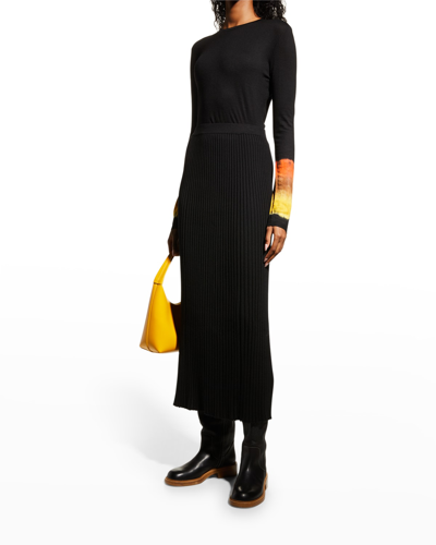 Gabriela Hearst Tereja Wool And Silk Midi Skirt In Black