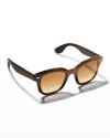 Brunello Cucinelli Oval Metal & Acetate Sunglasses In Lt Brown
