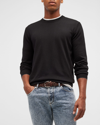 Brunello Cucinelli Men's Cashmere Crewneck Sweater In Ch101 Black