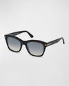 Tom Ford Gradient Square Acetate Sunglasses In 01c Sblksmkmr